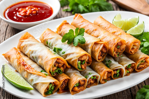 spring rolls with sauce 