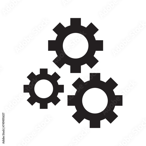 Black gear vector icon on white background, eps10