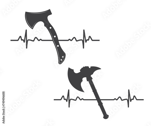 Axe Heartbeat,  Wood Cutting, Axe Clipart, Axe Vector, Crossed Axes, Hatchet, Lumberjack, Woodcut, Hatchet Vector, Hatchet Cut File, Hatchet Silhouette