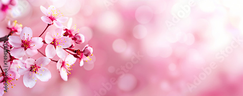 Pink Sakura flower blooming banner