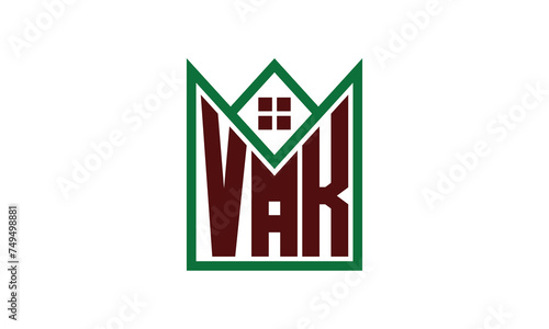 VAK initial letter real estate builders logo design vector. construction, housing, home marker, property, building, apartment, flat, compartment, business, corporate, house rent, rental, commercial