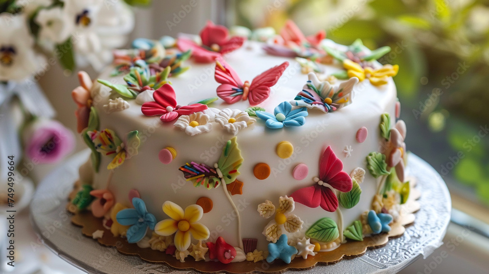 A birthday cake with decorations