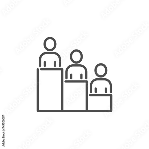 Diagram showing the ranking of candidates based on election results. Results of the final elections about the lost places of political candidates. Icon report on the results of political voting.