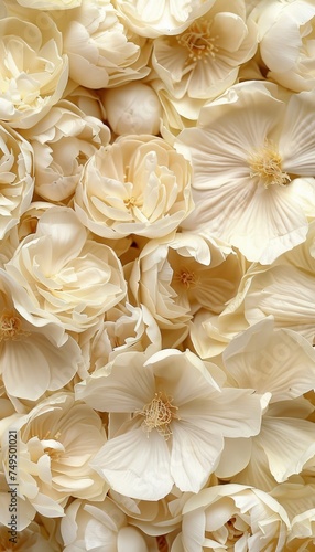 Tranquil abstract flower petals in soft pastel beige, minimalist aesthetic beauty