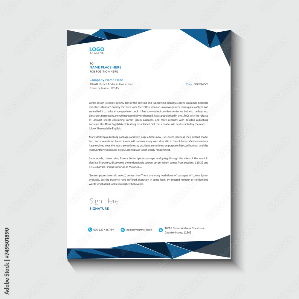 Corporate business letterhead design abstract background Corporate business letterhead design abstract background