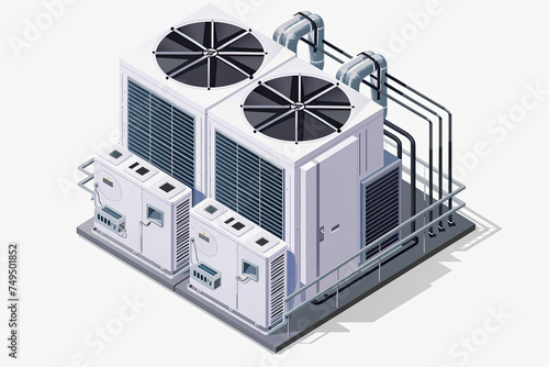 Industrial large Air Conditioner condensing unit, VRF units for commercial or factory, isometric illustration. photo