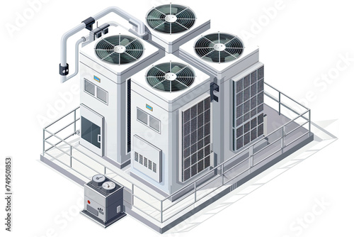 Industrial large Air Conditioner condensing unit, VRF units for commercial or factory, isometric illustration. photo