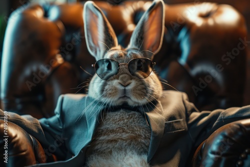 Cool Easter bunny as a mafia boss.