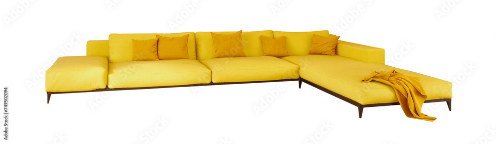 Modern-style Yellow sofa sofa in the living room 3D rendering Modern-style Yellow sofa sofa in the living room 3D rendering