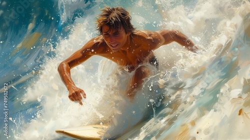 man play surf, summer activity © P