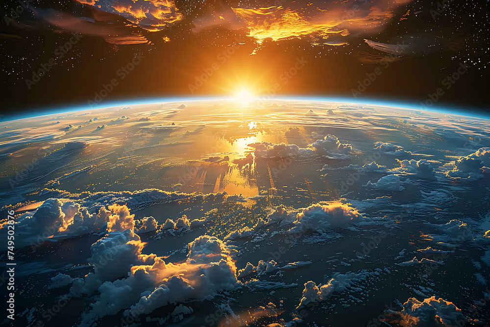 Blue Earth in the space. Colorful art. Solar system Blue Earth in the space. Colorful art. Solar system