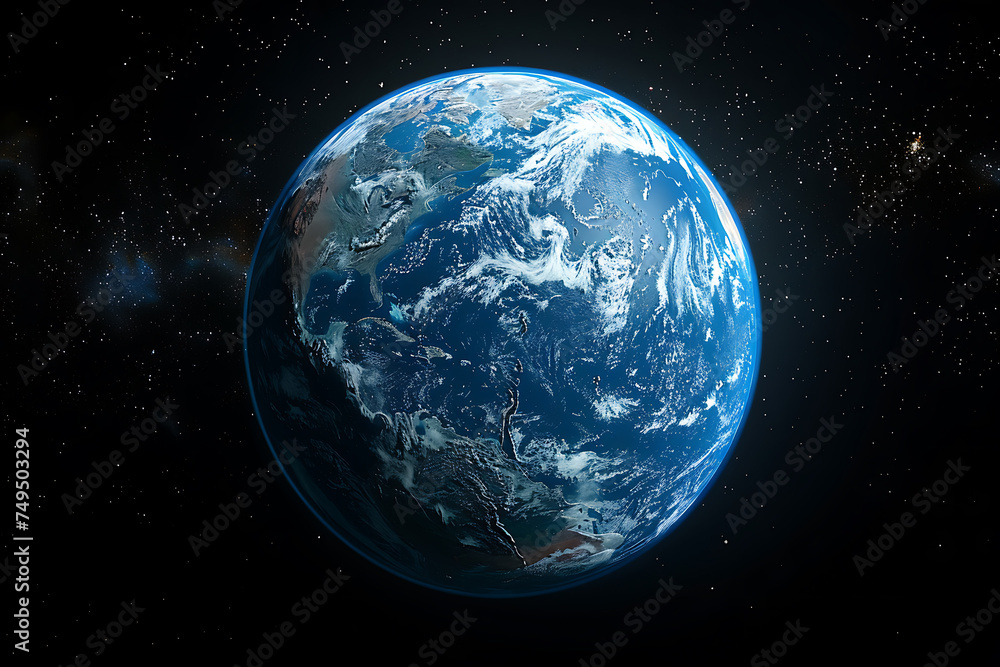 Fototapeta premium Blue Earth in the space. Colorful art. Solar system 
