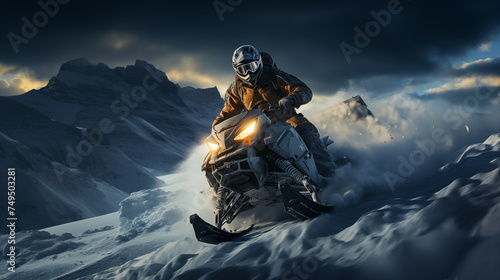 Man riding snowmobile