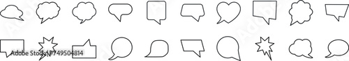 Speech Bubbles Linear vector icons collection. Editable stroke. Simple linear illustration for web sites, newspapers, articles book