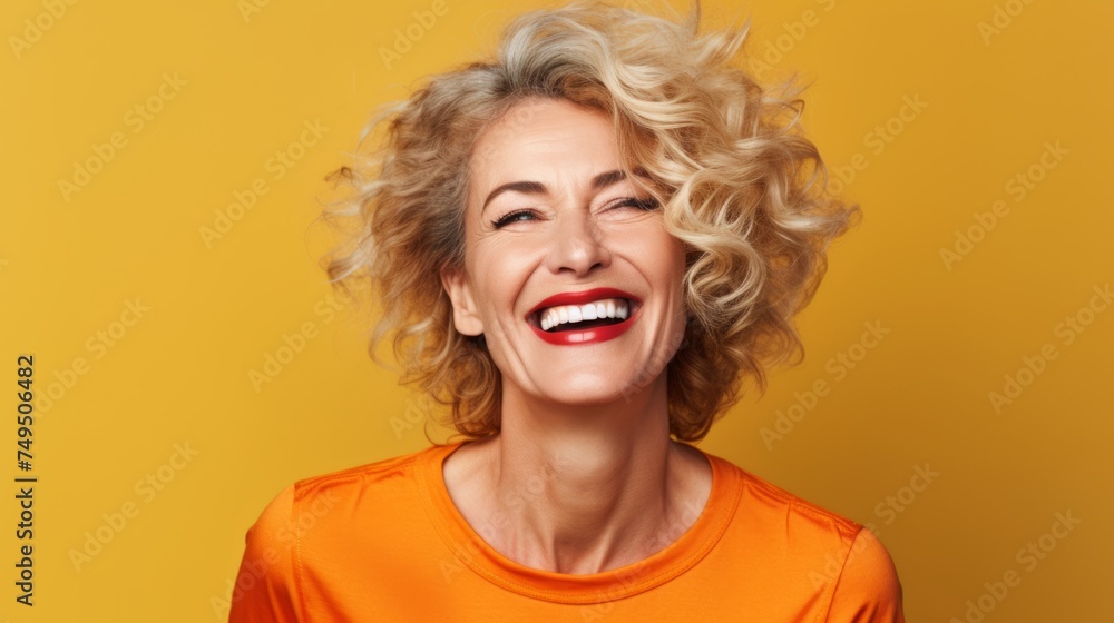 portrait of happy and laughing middle aged pretty woman portrait of happy and laughing middle aged pretty woman