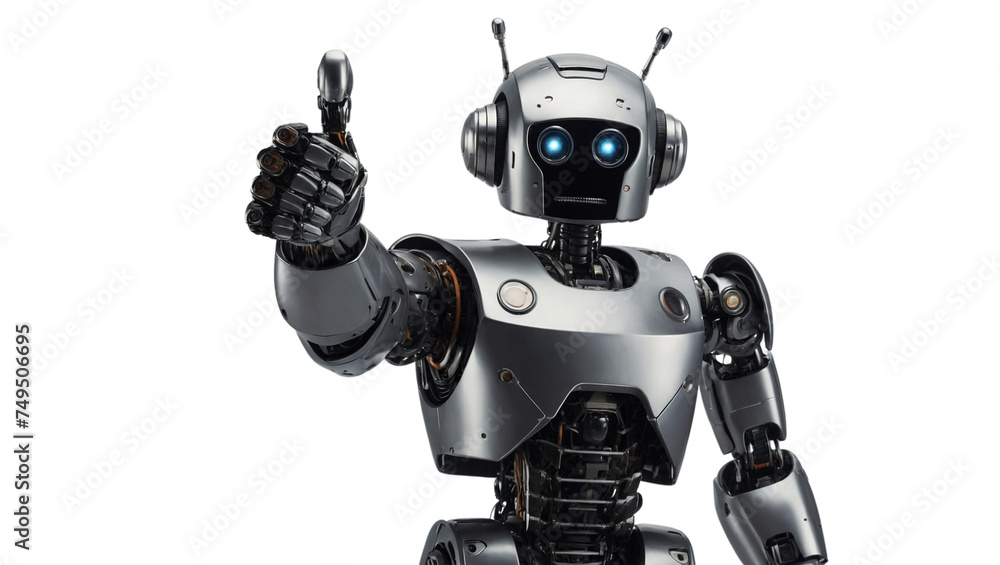 friendly robot giving thumbs up on transparent background friendly robot giving thumbs up on transparent background