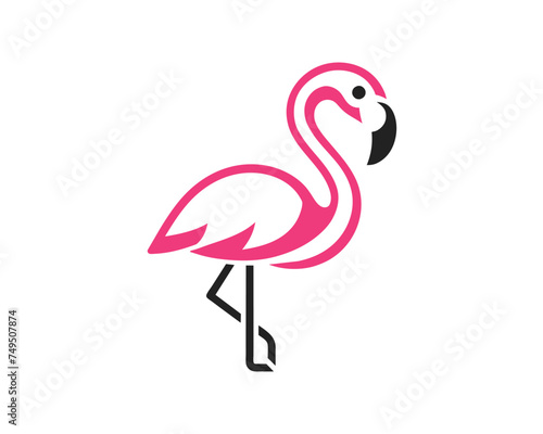 flamingo logo with pink color, animal art logo design illustration flamingo logo, vector template