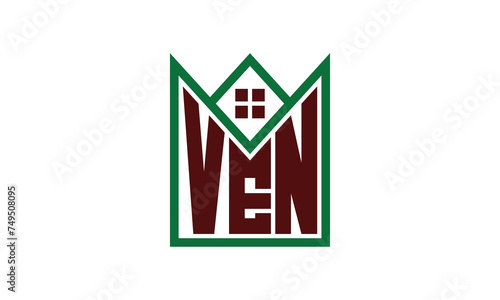 VEN initial letter real estate builders logo design vector. construction, housing, home marker, property, building, apartment, flat, compartment, business, corporate, house rent, rental, commercial