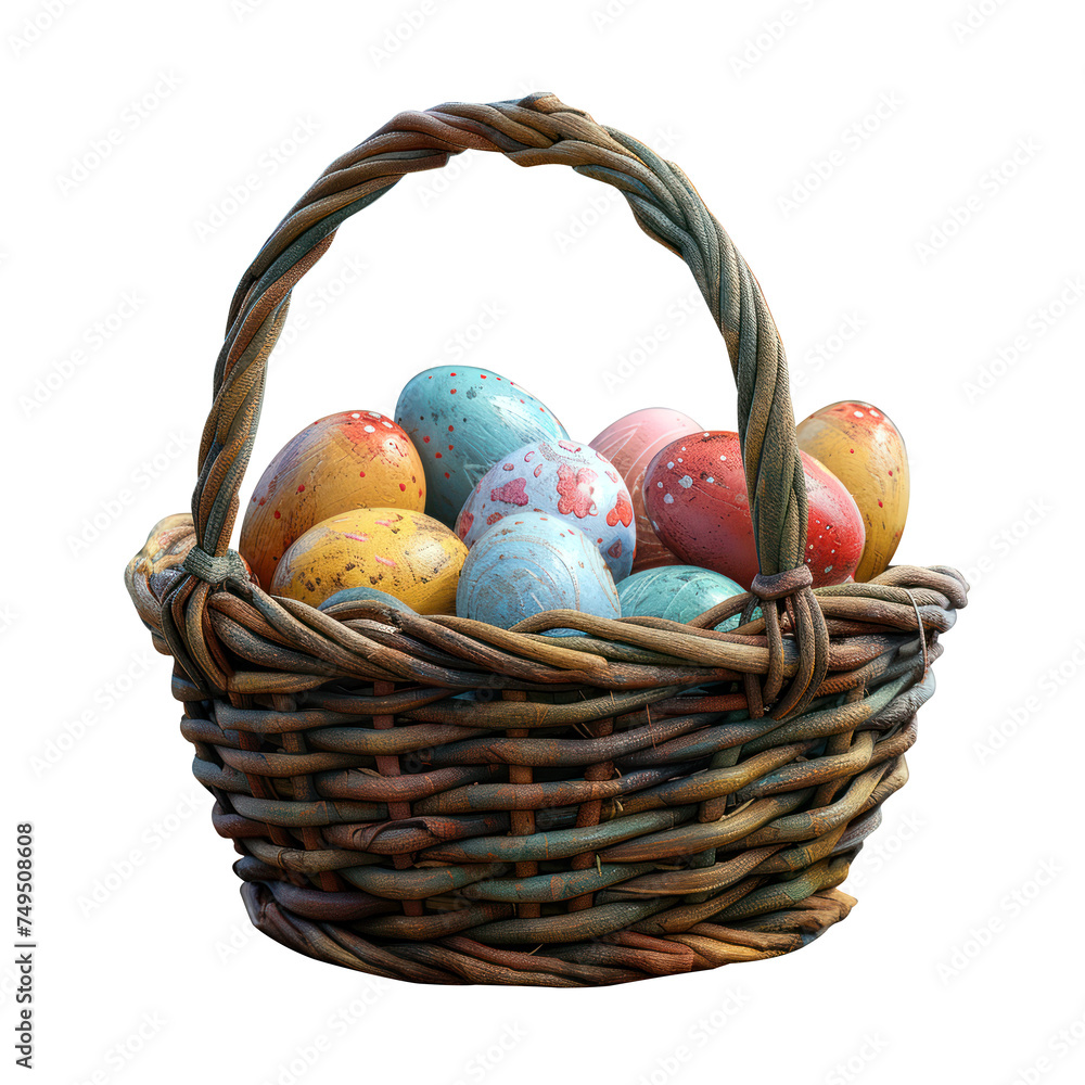 easter eggs in a basket, colorgul festive easter eggs in a basket, colorgul festive