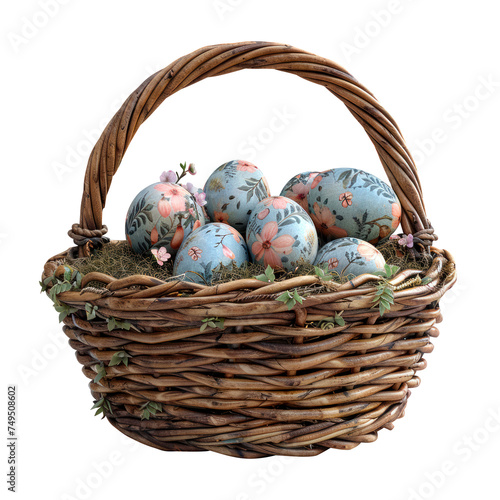 easter eggs in a basket, colorgul festive