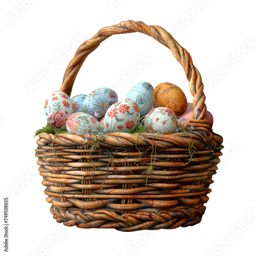 easter eggs in a basket, colorgul festive