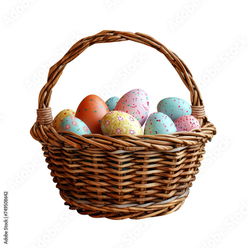 easter eggs in a basket, colorgul festive