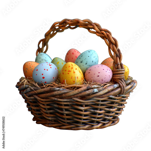 easter eggs in a basket, colorgul festive