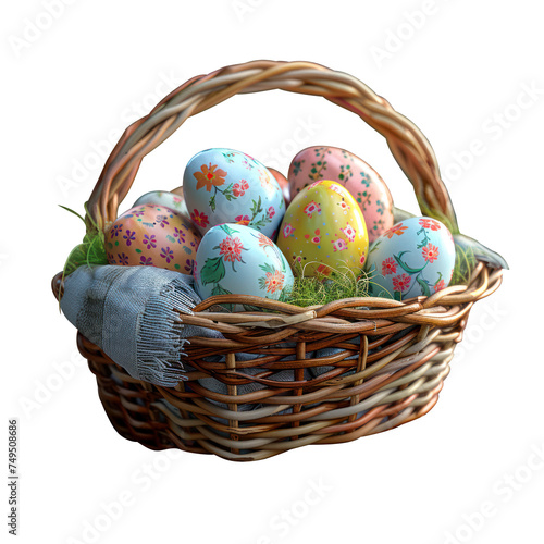 easter eggs in a basket, colorgul festive