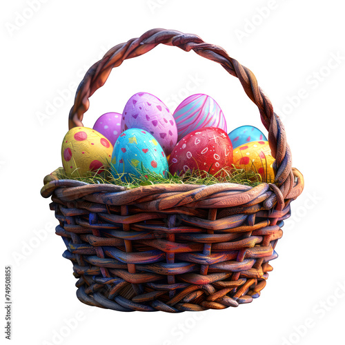 easter eggs in a basket, colorgul festive