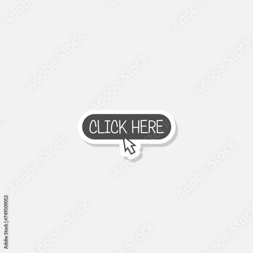  Click here button sticker isolated on gray background