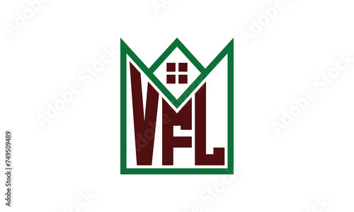 VFL initial letter real estate builders logo design vector. construction, housing, home marker, property, building, apartment, flat, compartment, business, corporate, house rent, rental, commercial photo