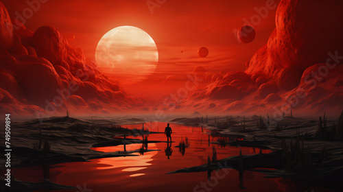 Red Sun Rising A Surreal Fantasy Landscape