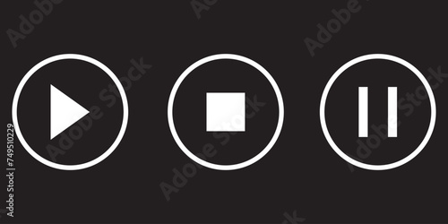 Set of 3 icons Audio and Video. Vector collection thin line Web icon. Simple Set. Linear symbols set. Big UI icon set in a flat design. UI and UX