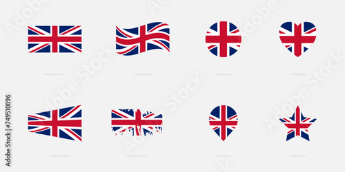 Britain flag. Flag icon set of United Kingdom. Collection of UK flag.