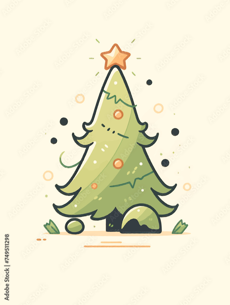 Naklejka premium Christmas Tree Vector: The Holiday Spirit Is Upon Us This X-Mas! Merry Celebrations! Santa Claus
