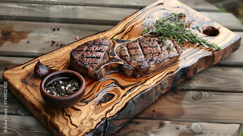 A custom steak board, designed for steak lovers with a passion for grilling.