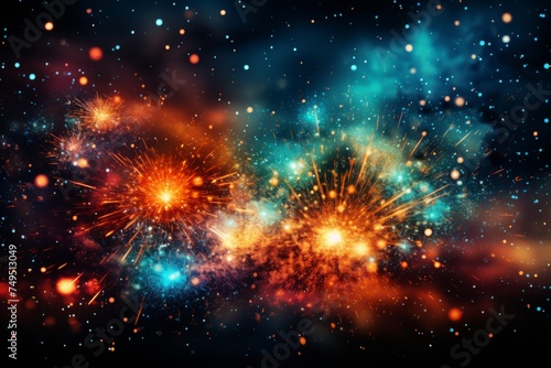 Colorful Fireworks Display Lighting Up the Night Sky During a Festive Celebration © AndErsoN