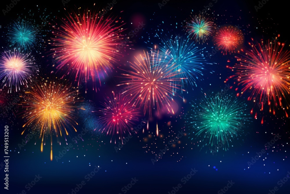 Colorful Fireworks Display Lighting Up the Night Sky During a Festive Celebration
