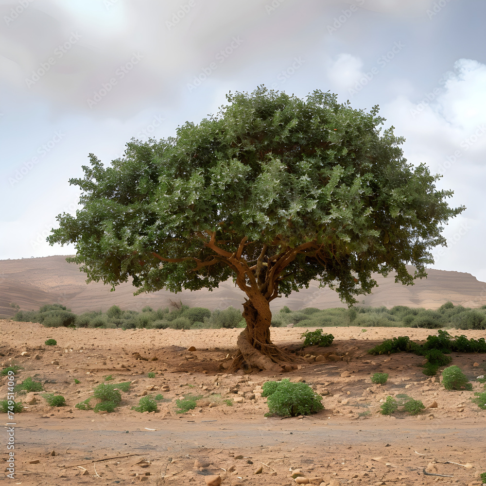 multifaceted argar tree amid arid nature
