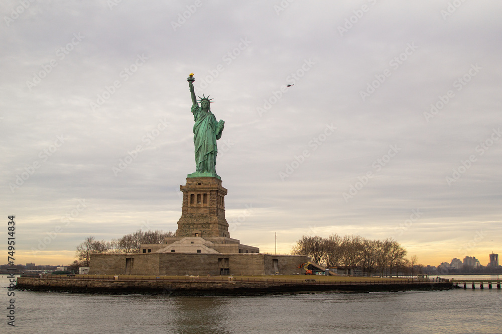 Liberty statue at the afternoon