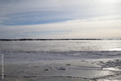 Frozen river in Montreal 