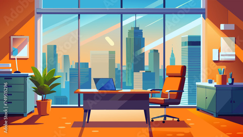 modern office interior. Vector cartoon illustration
