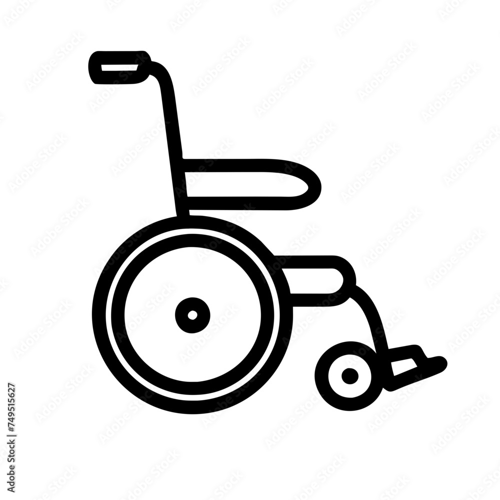Icon wheelchair with handles and wheels Icon wheelchair with handles and wheels