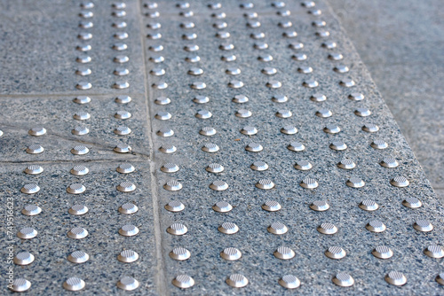 Φωτογραφία Stair step with anti-slip tactile stud system for visually impaired individuals against potential hazards such as ends of stairways
