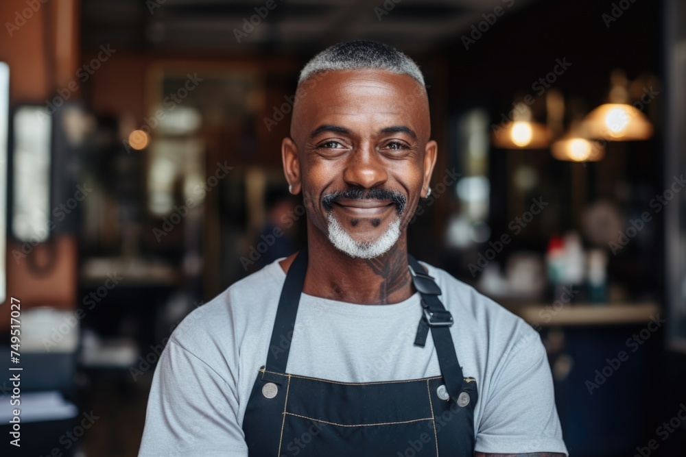 Confident African American Barber in Stylish Salon Confident African American Barber in Stylish Salon
