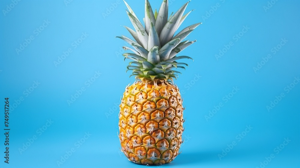 Golden Pineapple on Azure Background Golden Pineapple on Azure Background