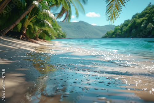 Palm trees on the shore of a tropical sea © sofiko14