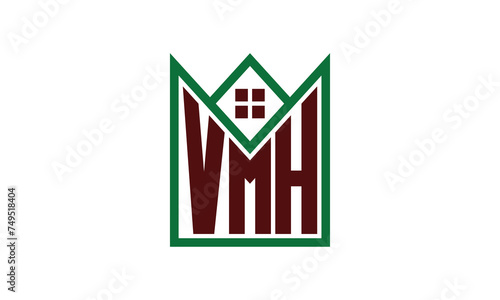 VMH initial letter real estate builders logo design vector. construction, housing, home marker, property, building, apartment, flat, compartment, business, corporate, house rent, rental, commercial photo