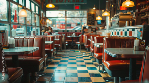 classic diner with decor and vinyl booths