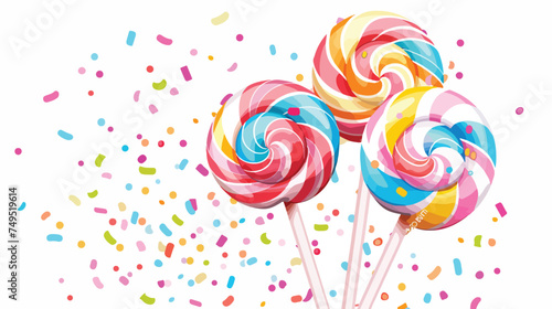 Sweet lollipop confetti isolated icon vector illustration
